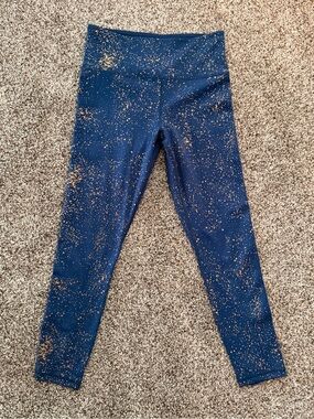 ZYIA Active Navy Leggings with Gold Splatter